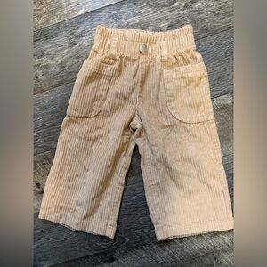 Qtee wide leg beige tan Kids Corduroy pull on wide leg Cord pants 2-3 years